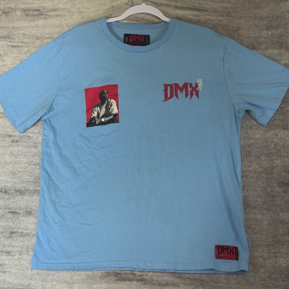 DMX Shoe Palace Mens Graphic T-Shirt Light Blue Earl Simmons Rap Tee Large